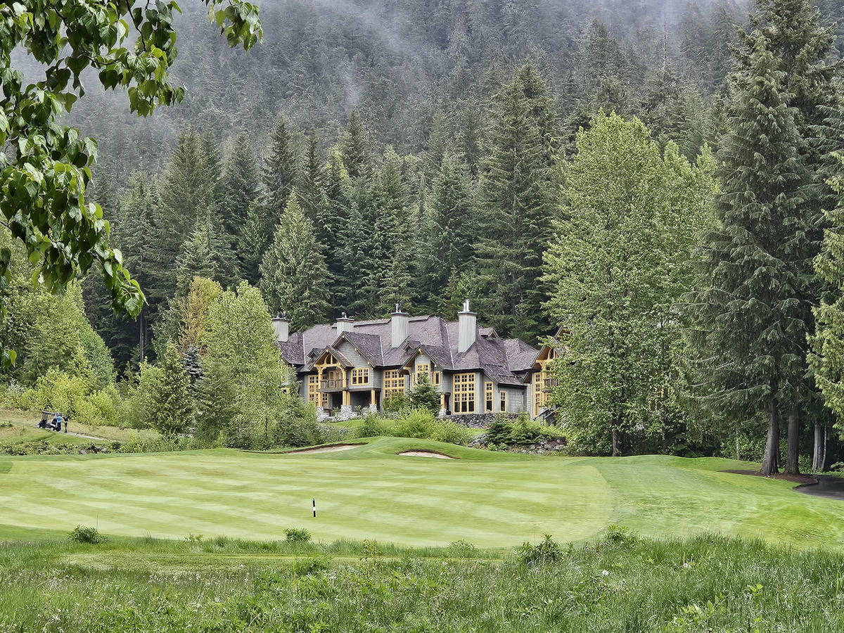 Golf fairway with high desert mountain backdrop near Santa Fe