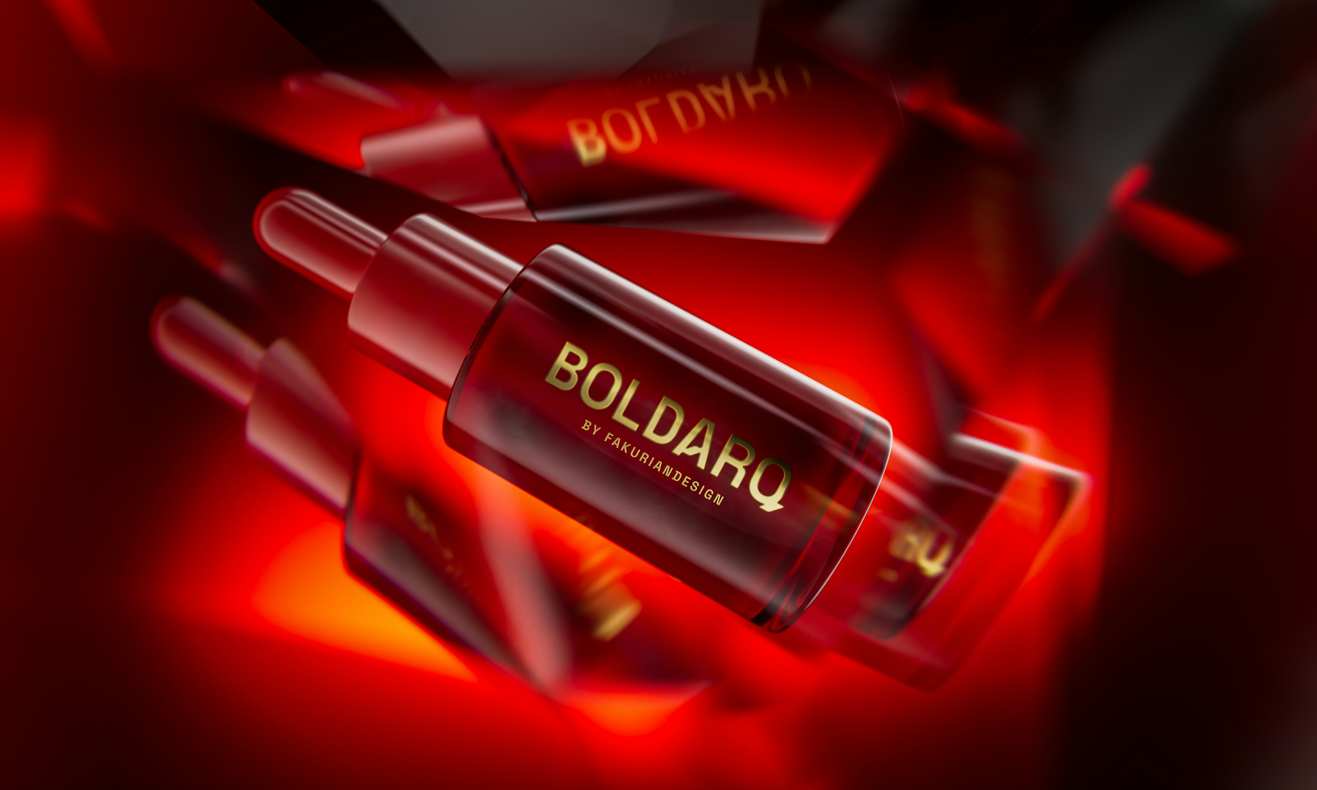 Varias botellas rojas con etiqueta Boldarq