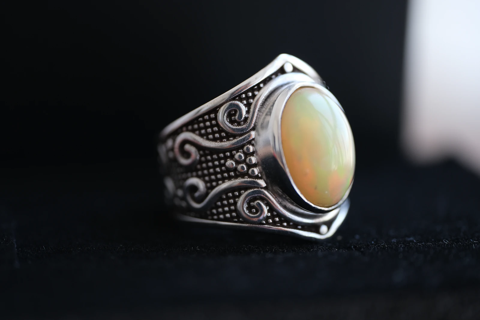 Opal ring representing the modern 34 year anniversary gift