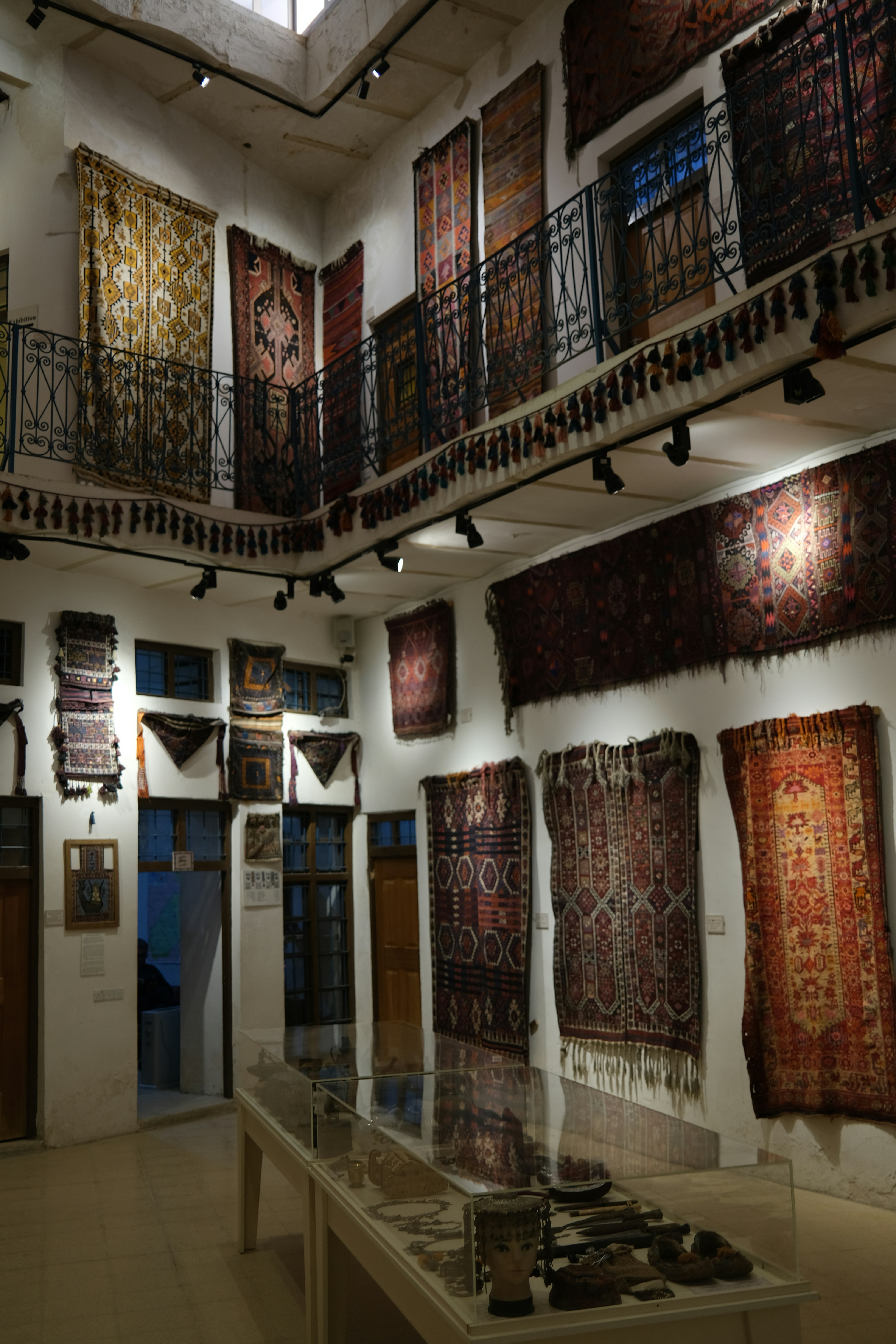 Museum exhibition of antique carpets and textiles