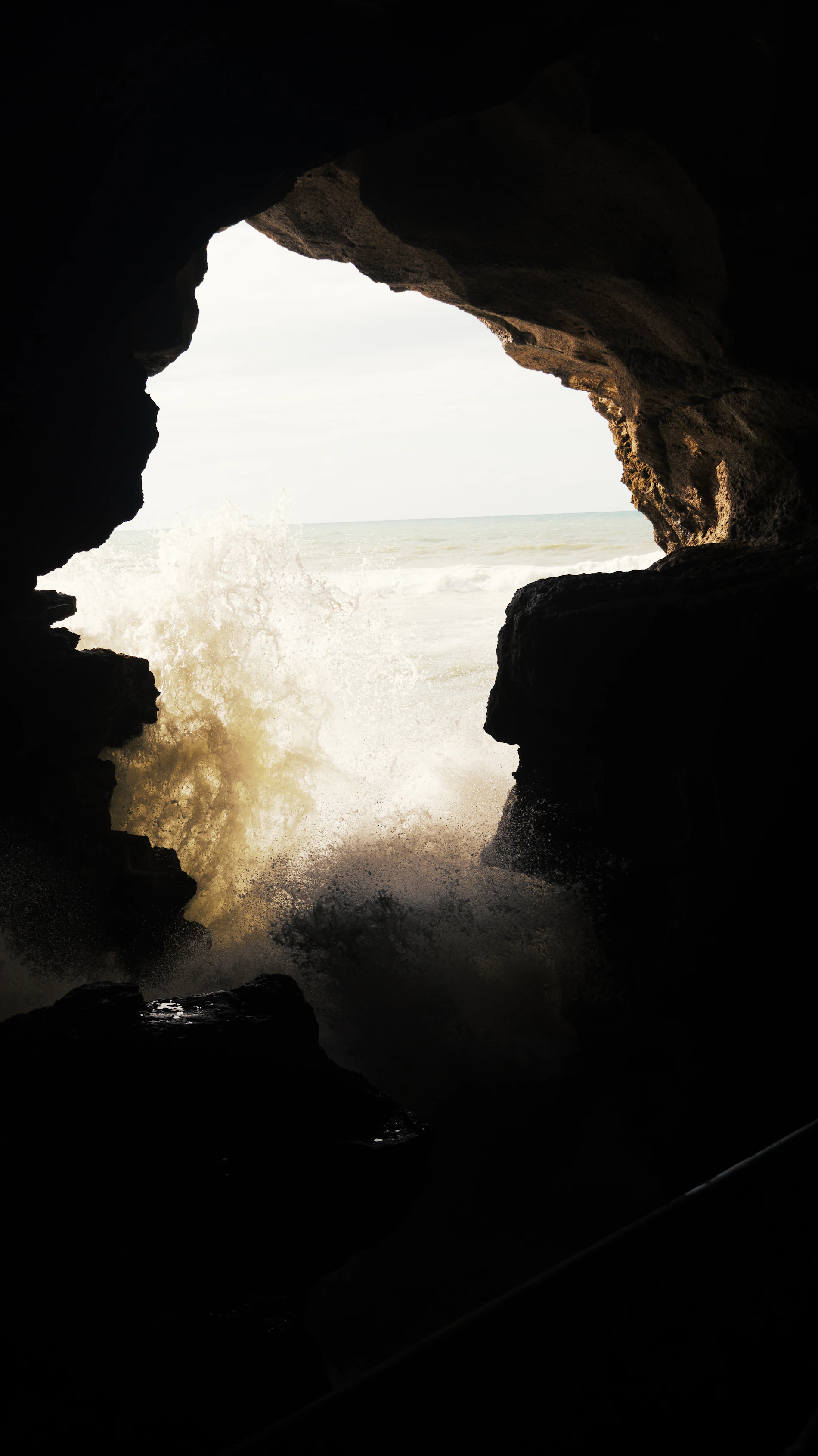 Atlantic waves seen from inside the Hercules Caves near Tangier