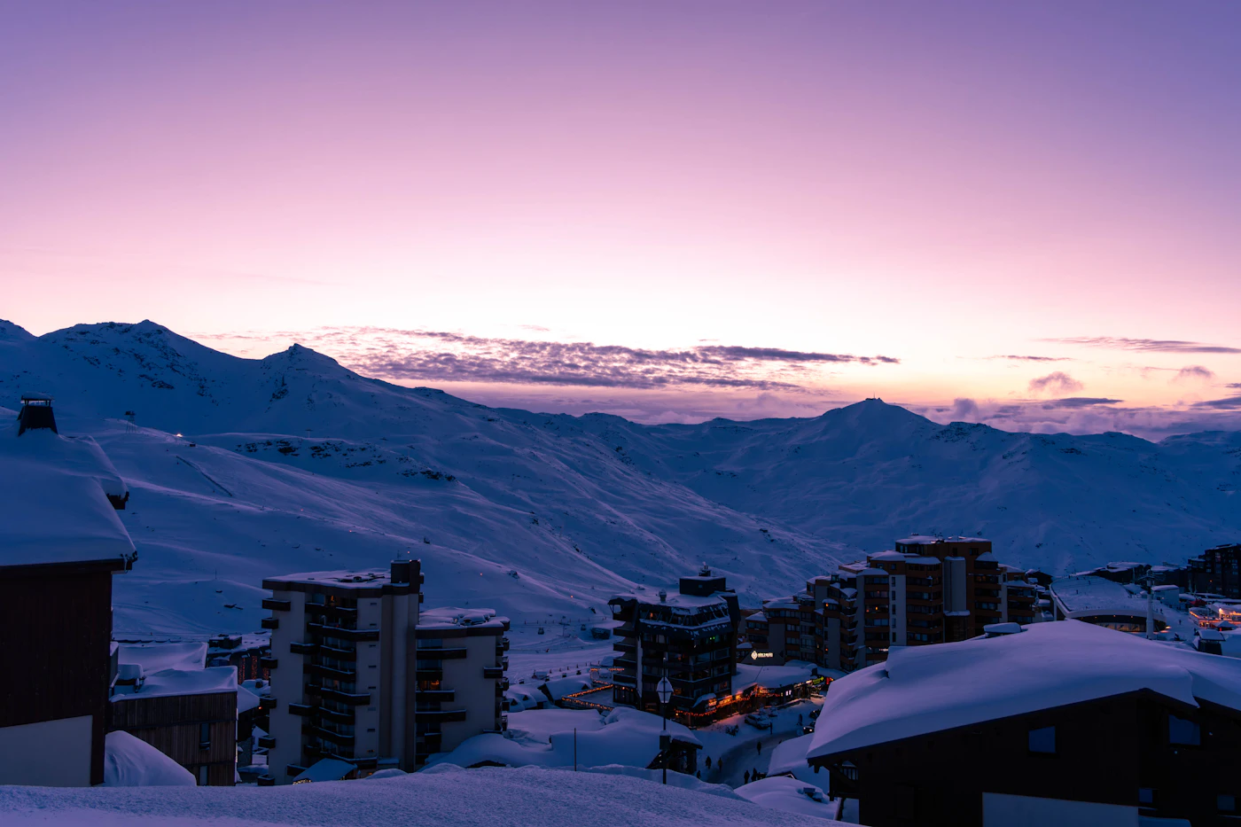 The village under a violet dusk