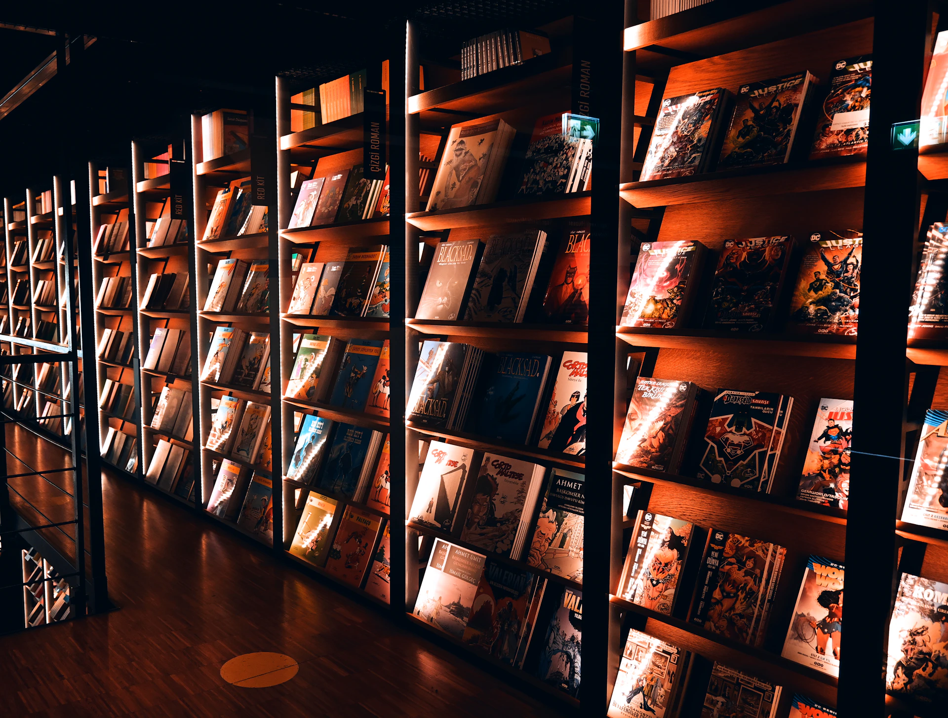 Bookshelves filled with books in a library