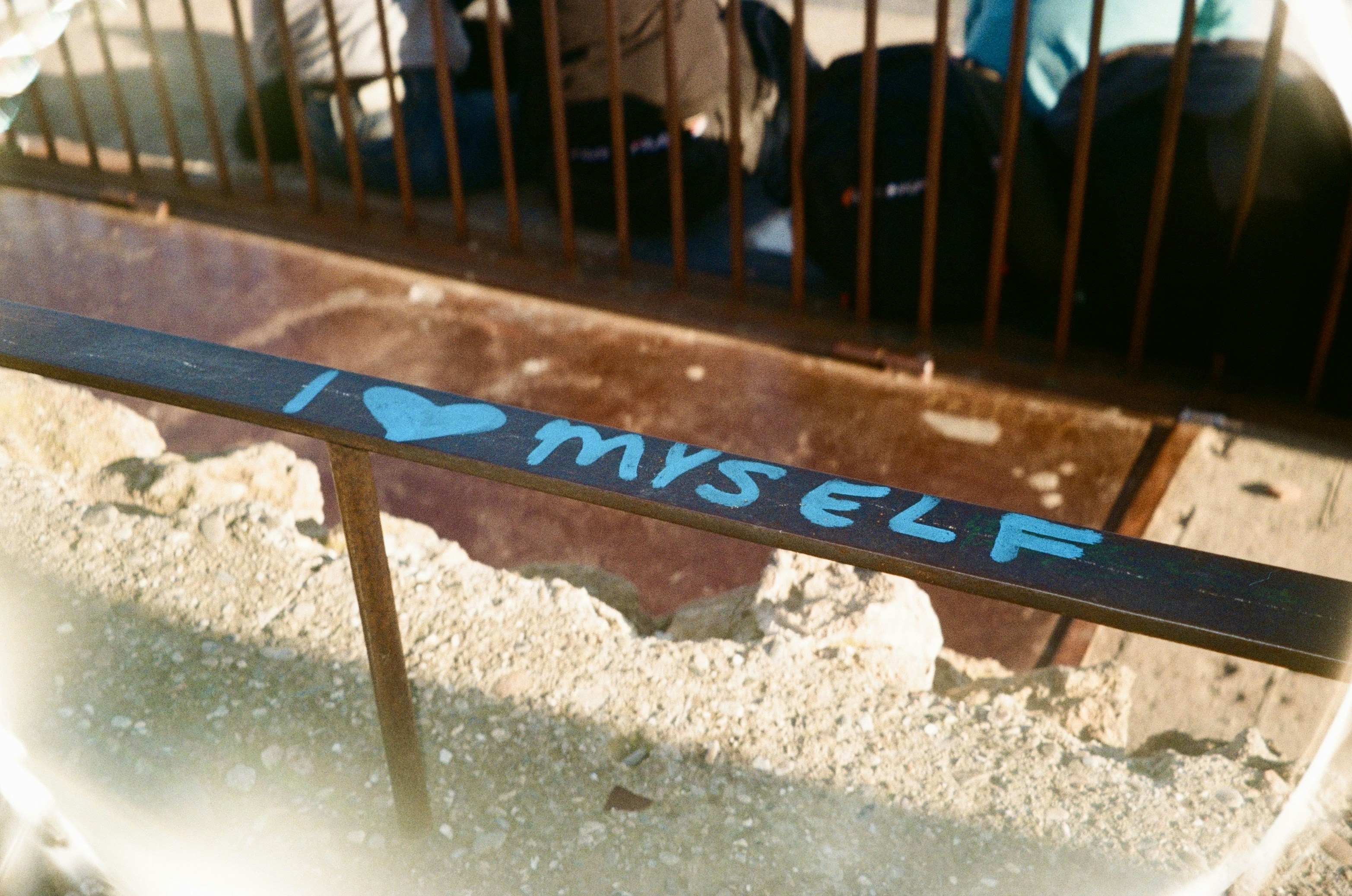 I love myself painted on a railing