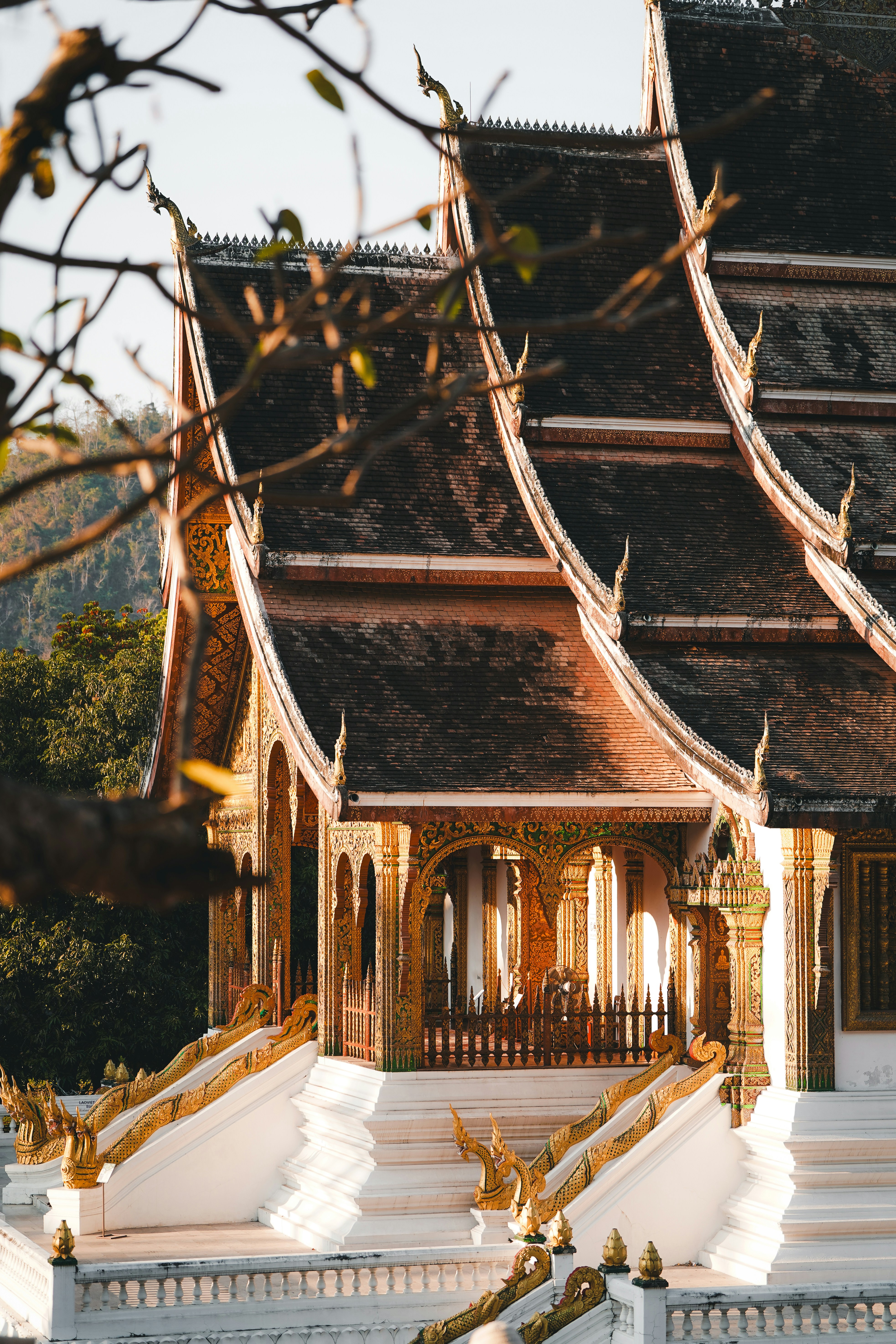 Ornate temple with golden accents and tiered roofs