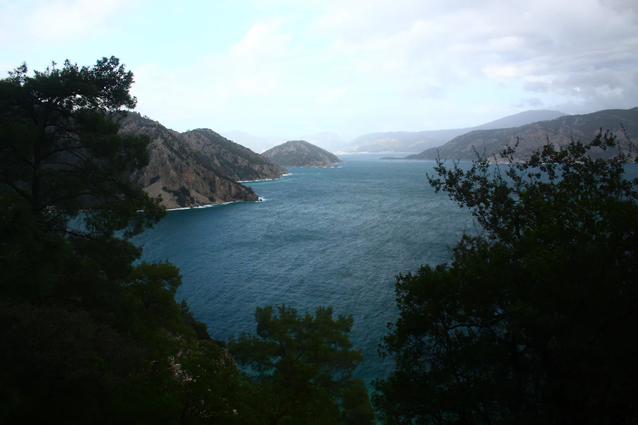 İçmeler bay framed by forested hills