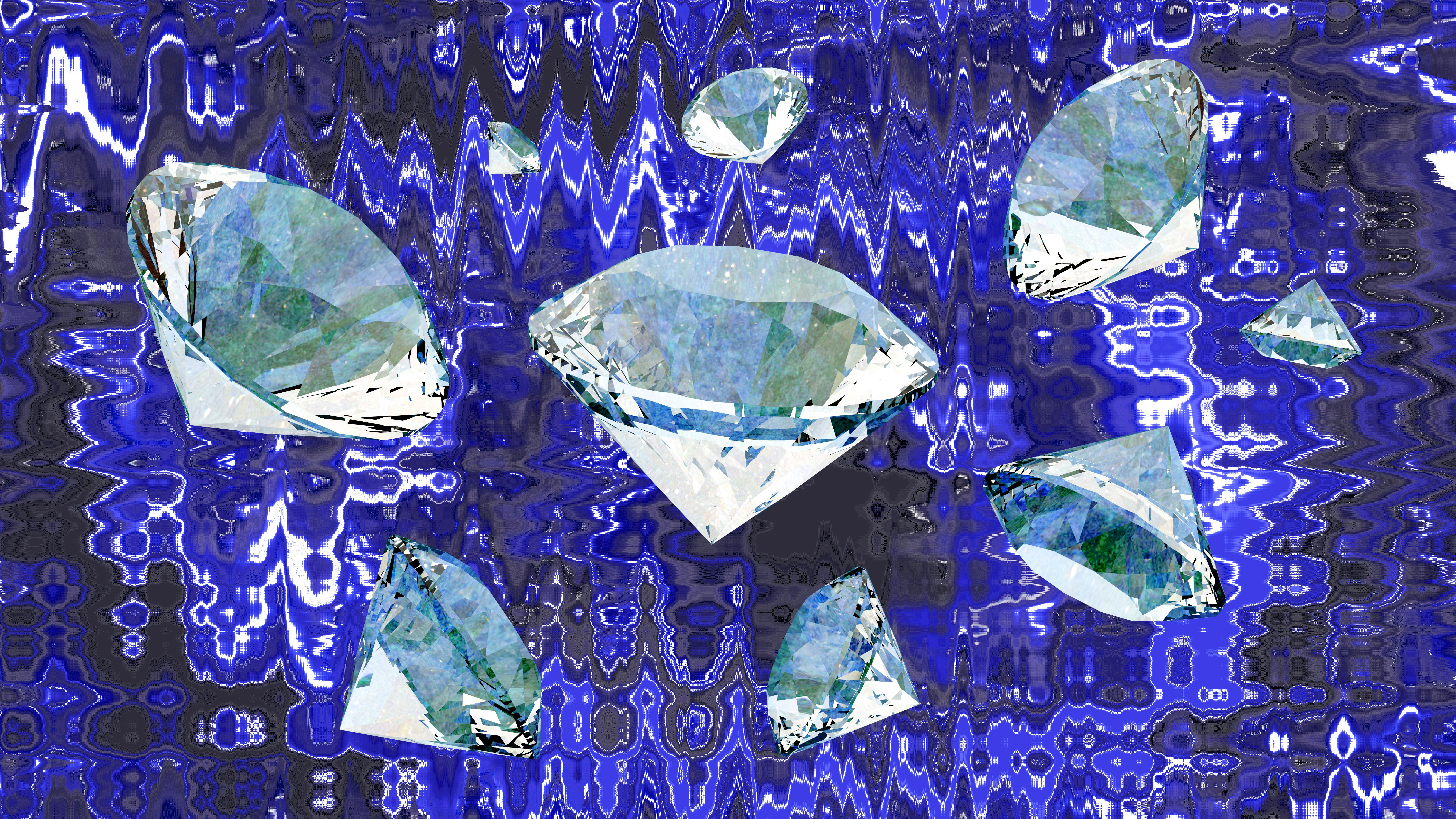 Several diamonds scattered on a blue abstract background
