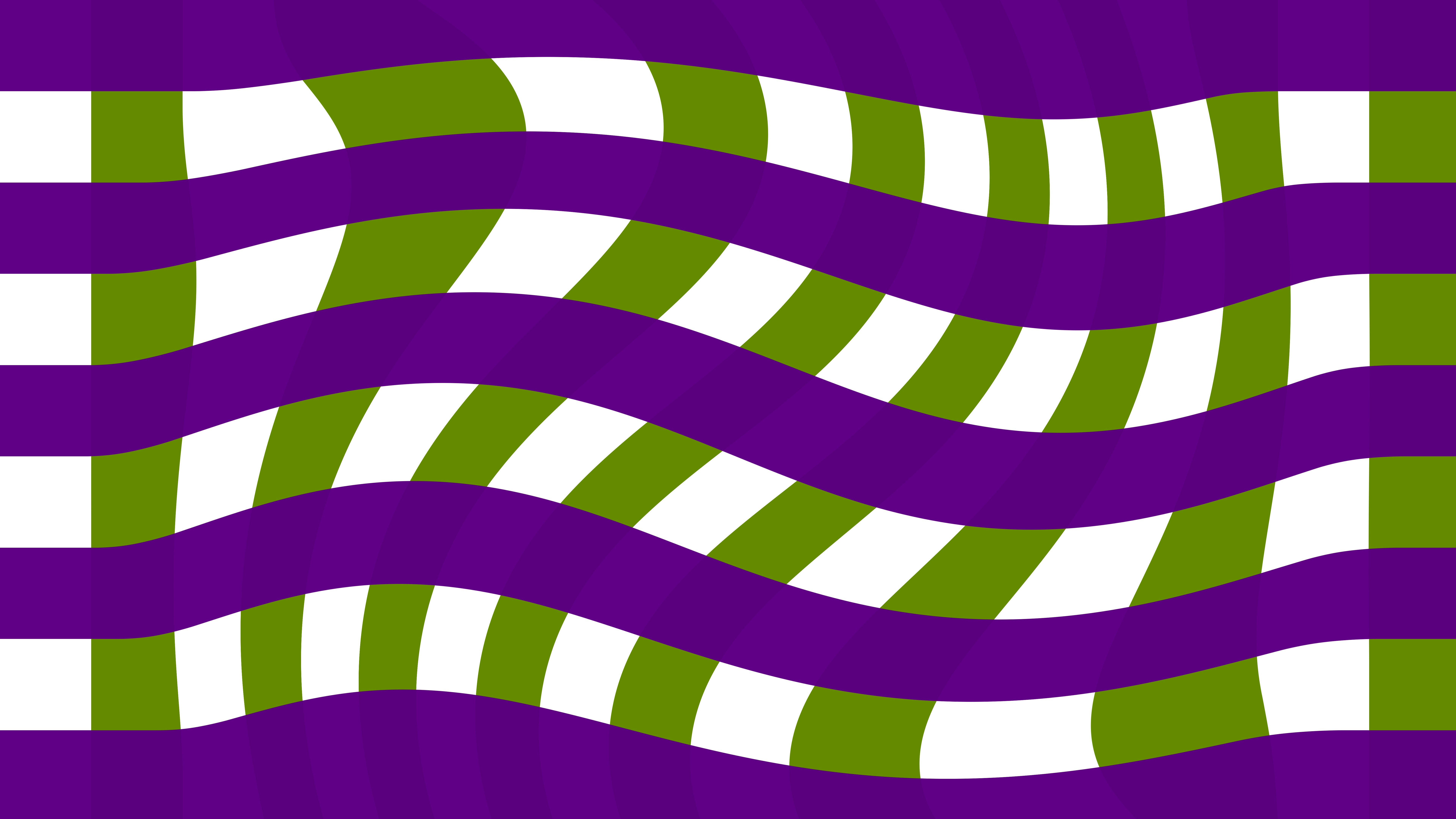 緑と白のストライプが入った波状の紫色の線