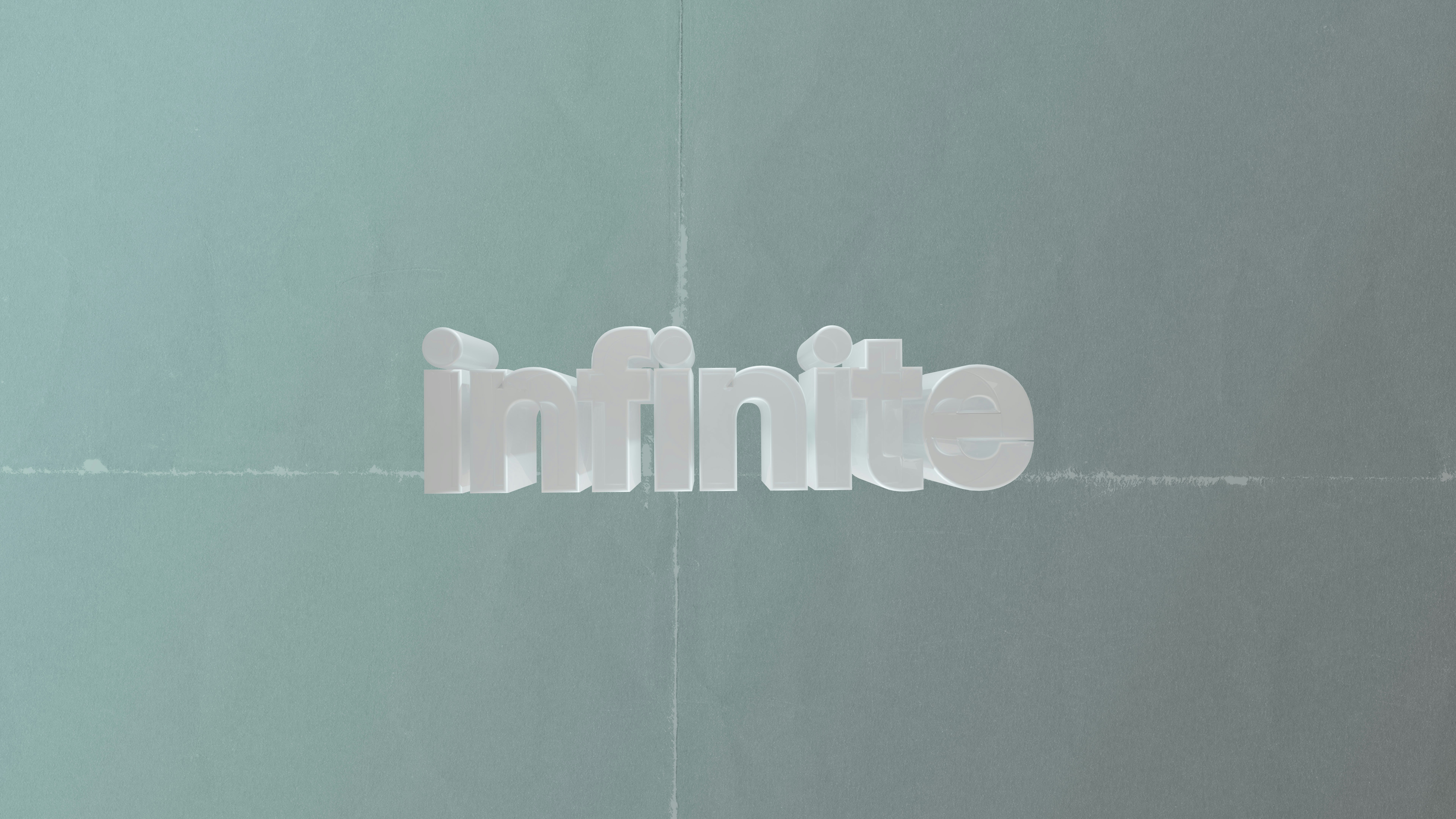 The word "infinito" in 3D lettering.