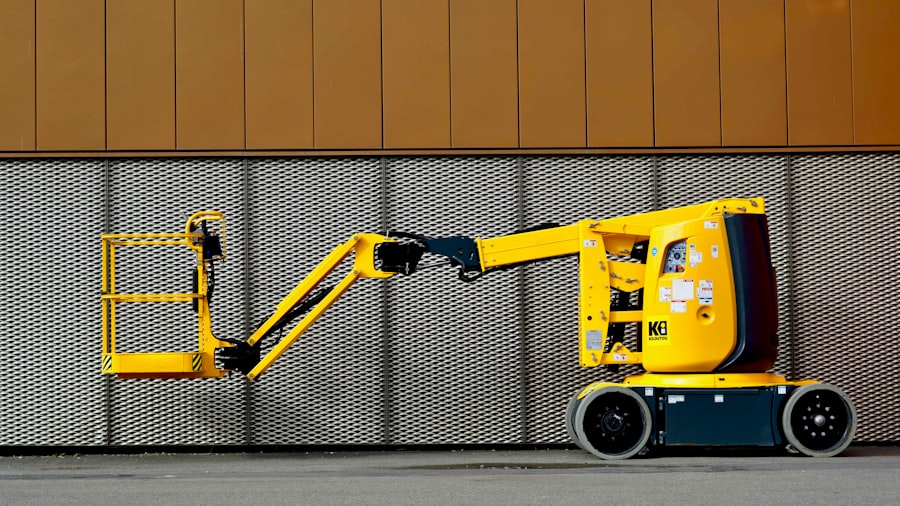 Boom lift at an infrastructure site
