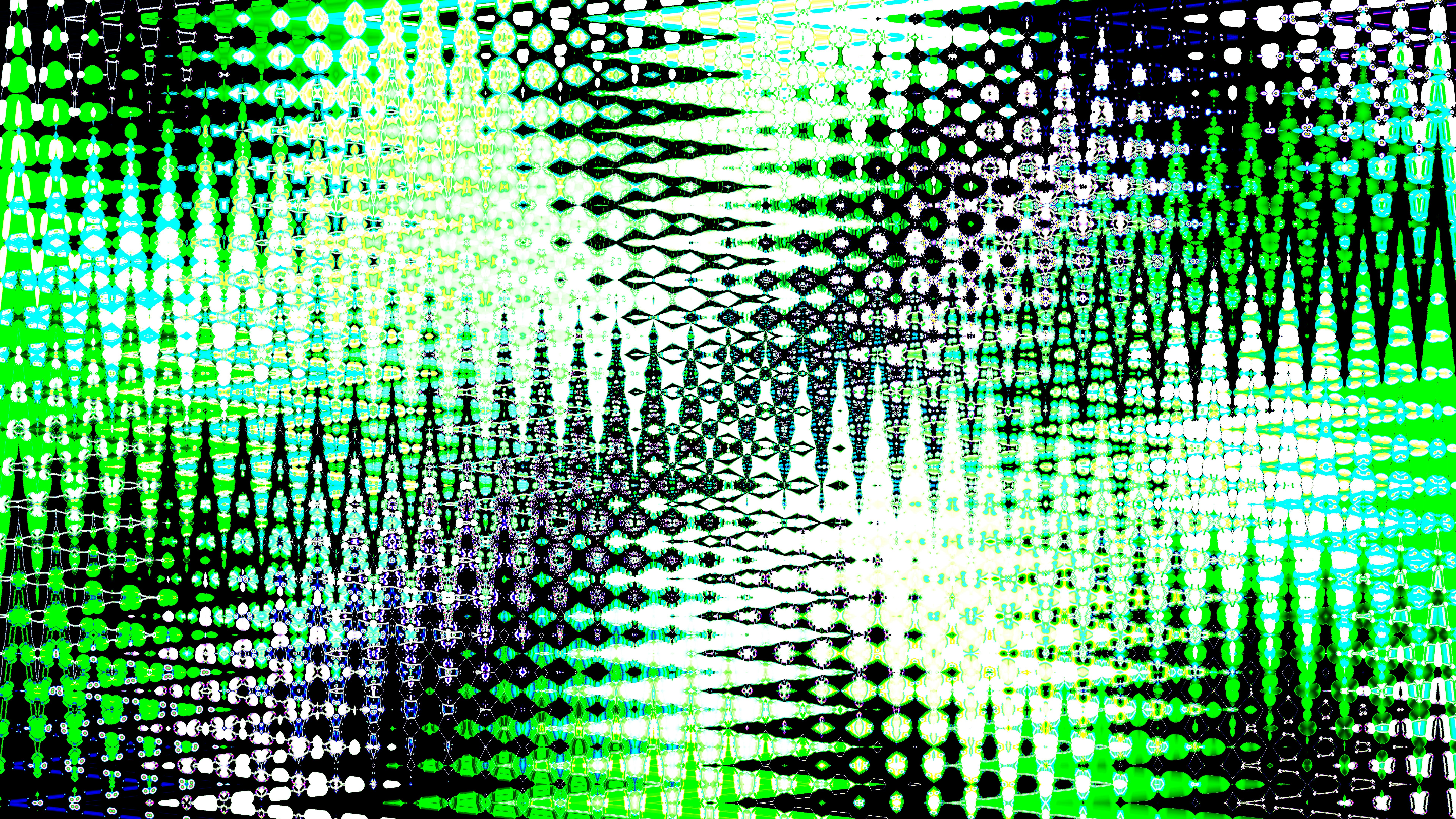 Abstract pattern of green, white, and black zigzags