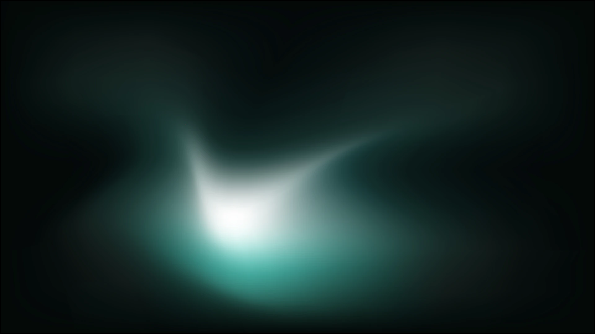 Abstract glowing teal light on black background