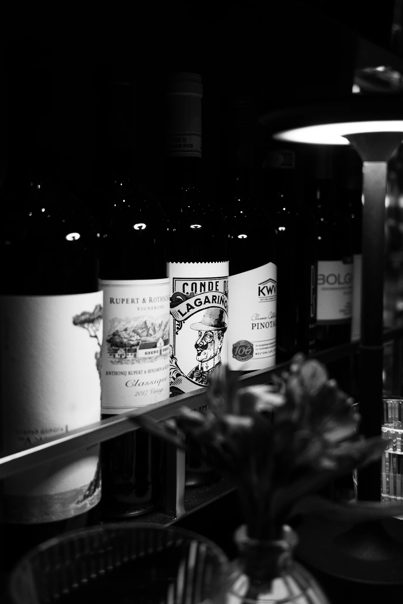 Wall + dim-lit dining