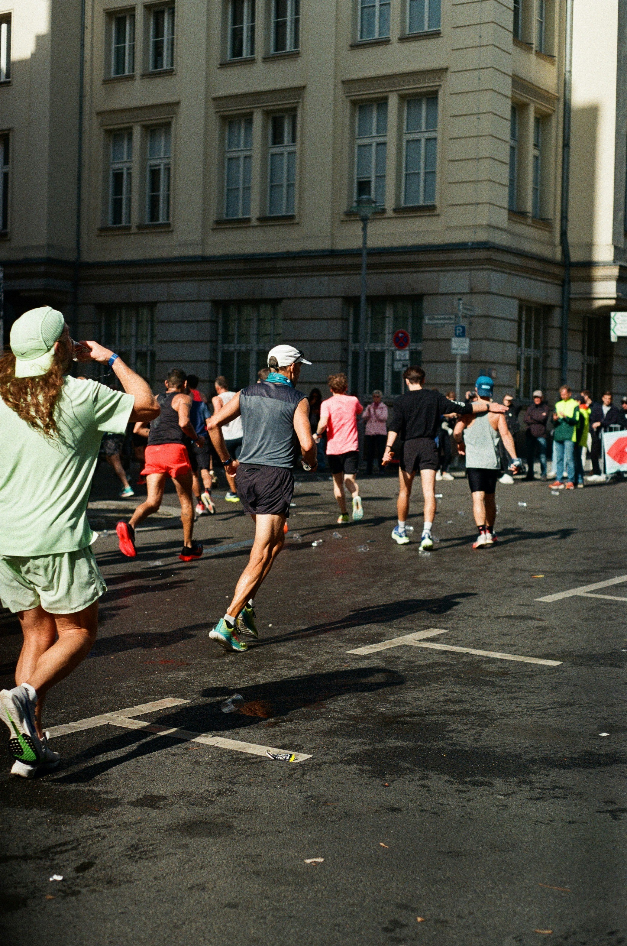 Runners participating in a city marathon race