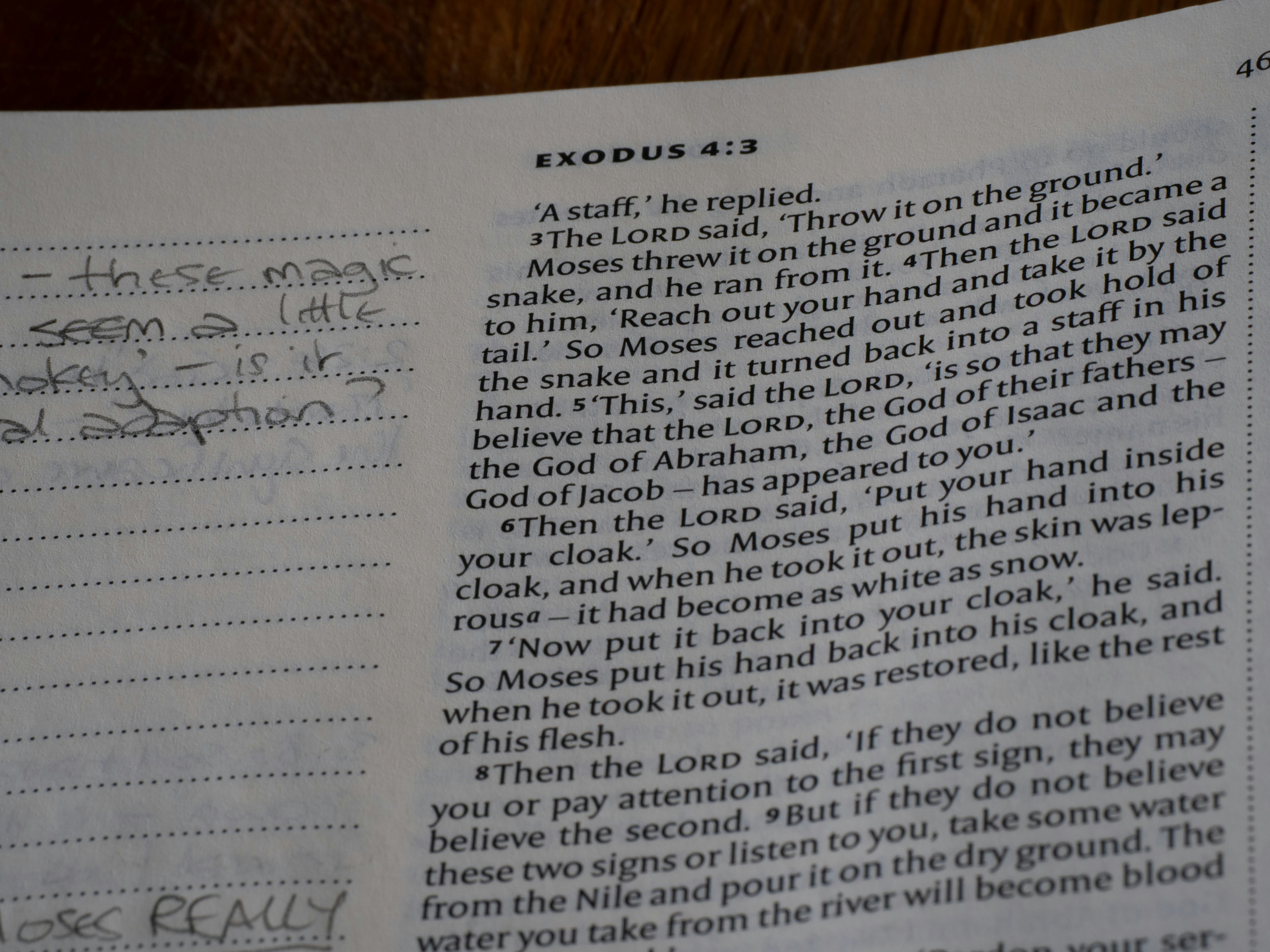 Bible page with text and handwritten notes.