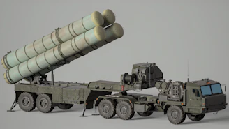 Military missile launcher with four large rockets