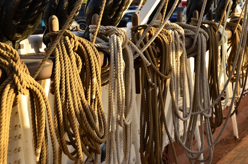 Marine ropes at marina