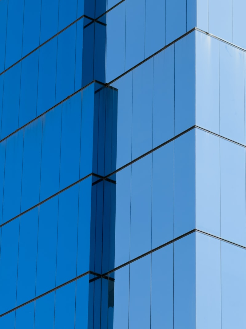 Modern corporate glass facade geometric