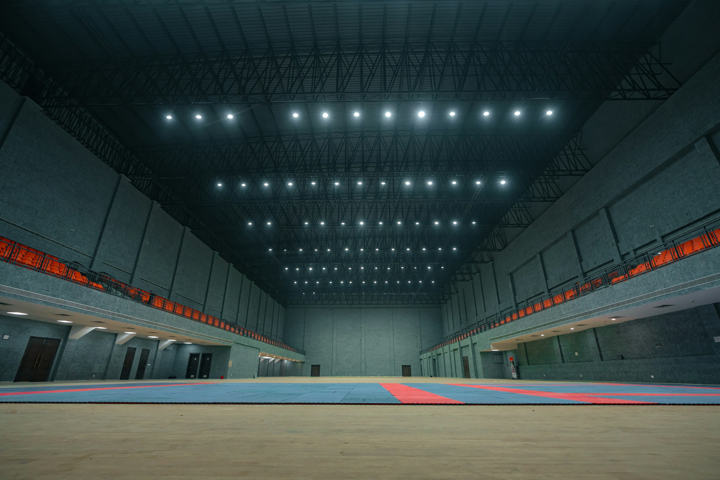 boxing ring ropes empty arena
