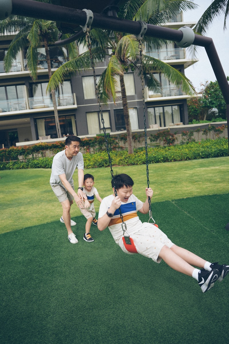 Family playing at the park