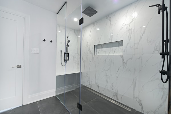 Luxury bathroom remodel with glass shower