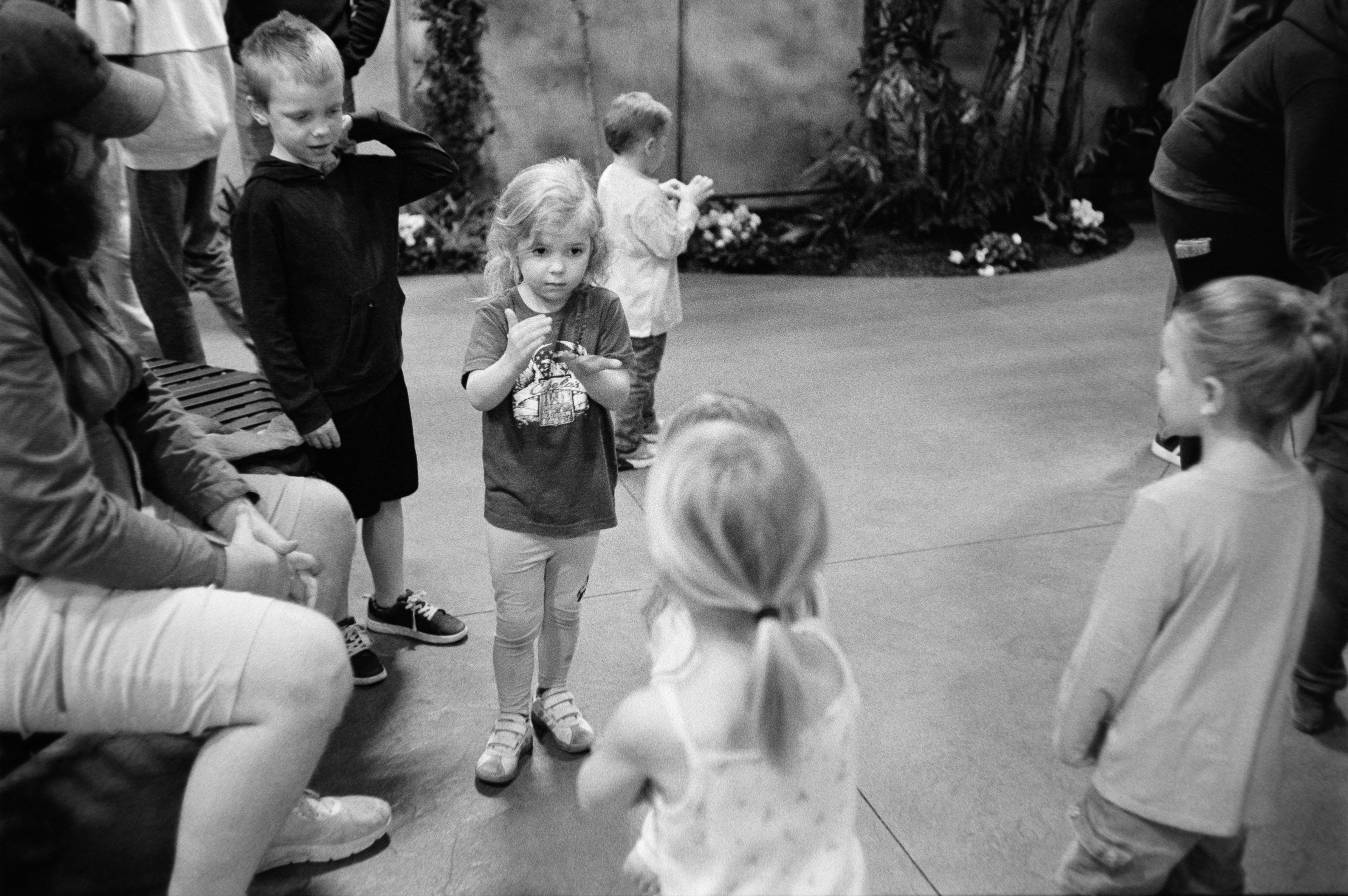 Children gathered in an indoor space