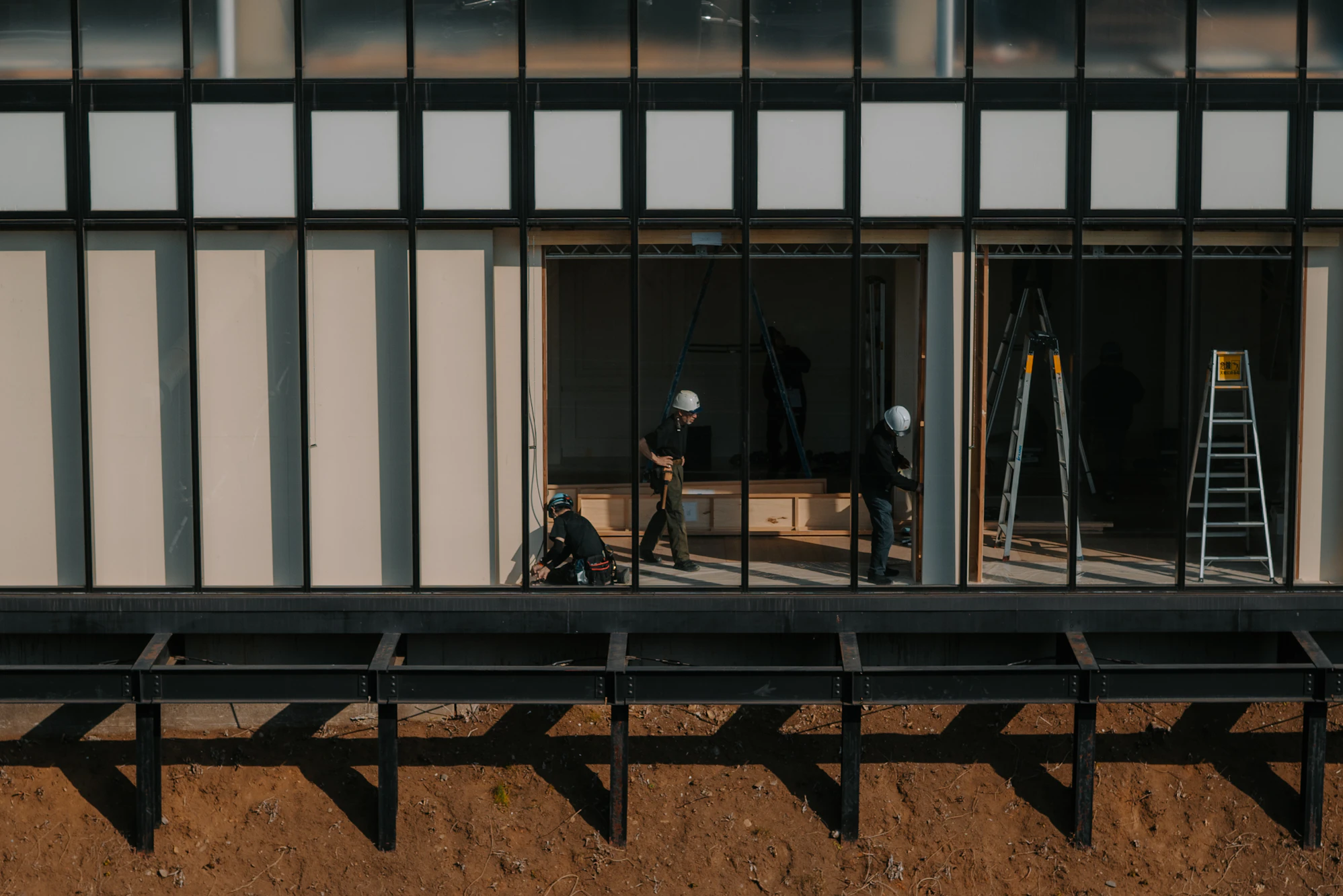 Construction workers on a commercial building site