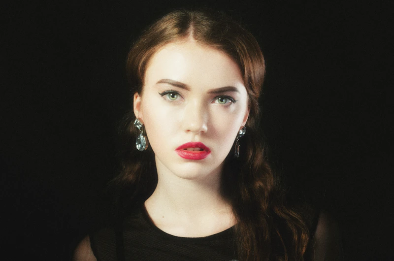 glamorous young woman with red lipstick