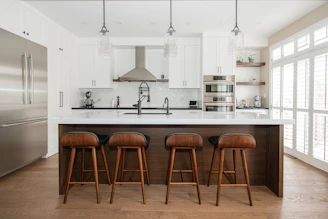 Modern kitchen with island and bar stools