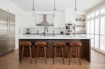 Modern kitchen with island and bar stools