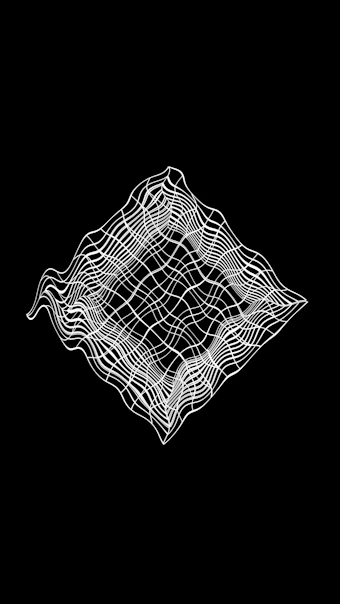 Abstract white wavy lines on black background