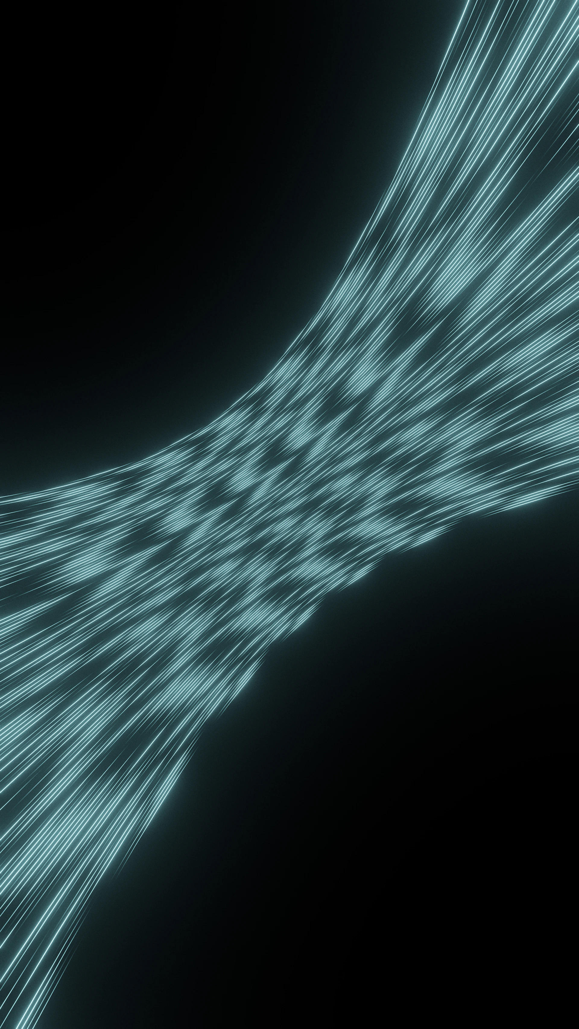 Abstract blue lines form a flowing pattern on black background