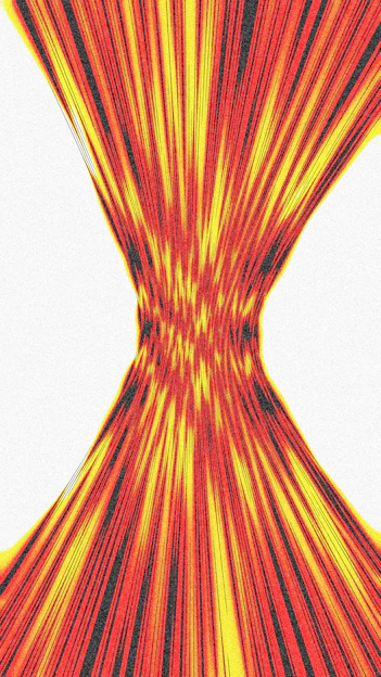 Abstract pattern of red and yellow lines converging