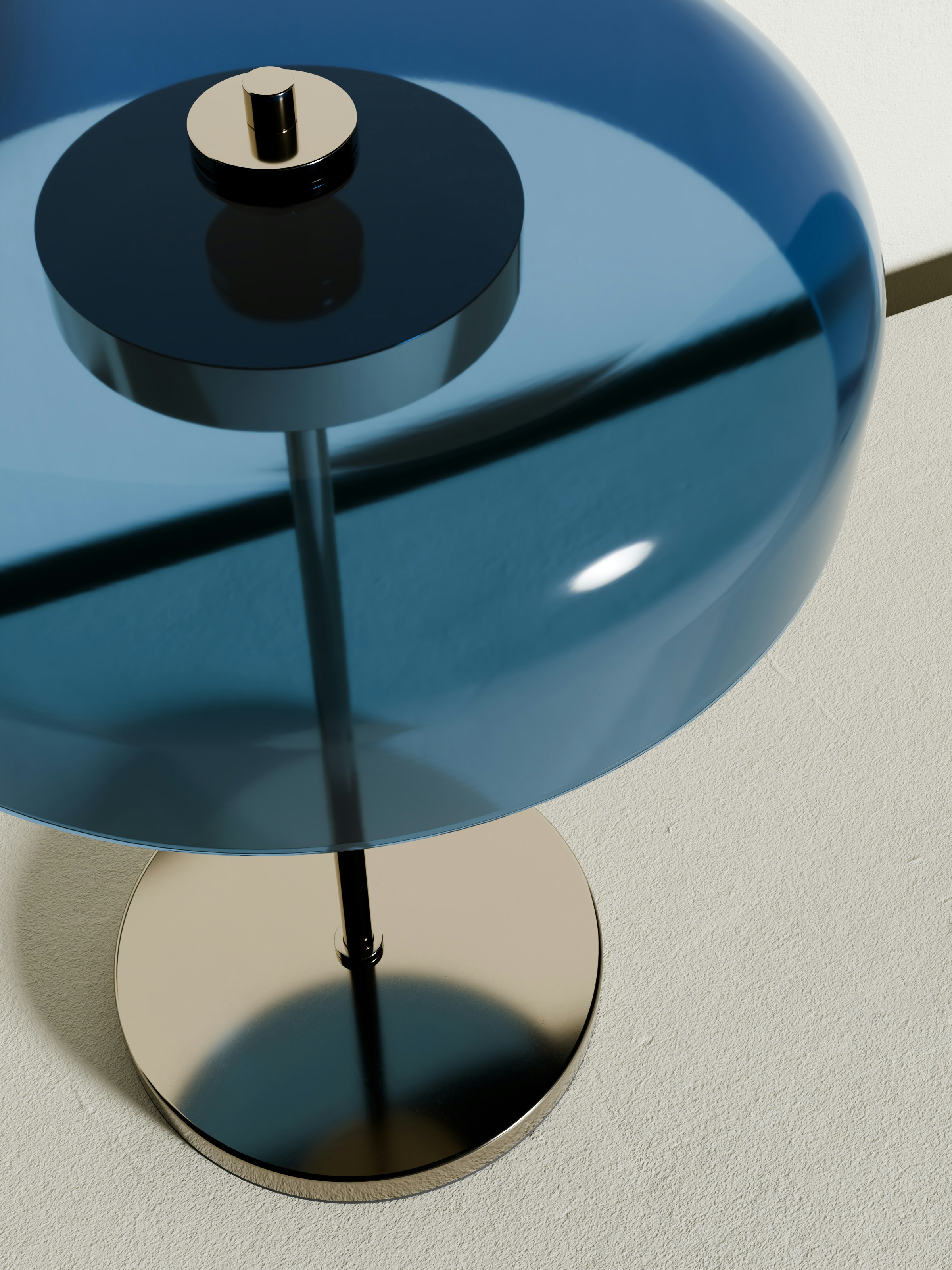 Modern Blue Glass Table Lamp With Chrome Base