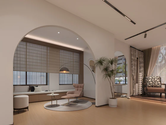 Stores sur mesure dans un salon moderne