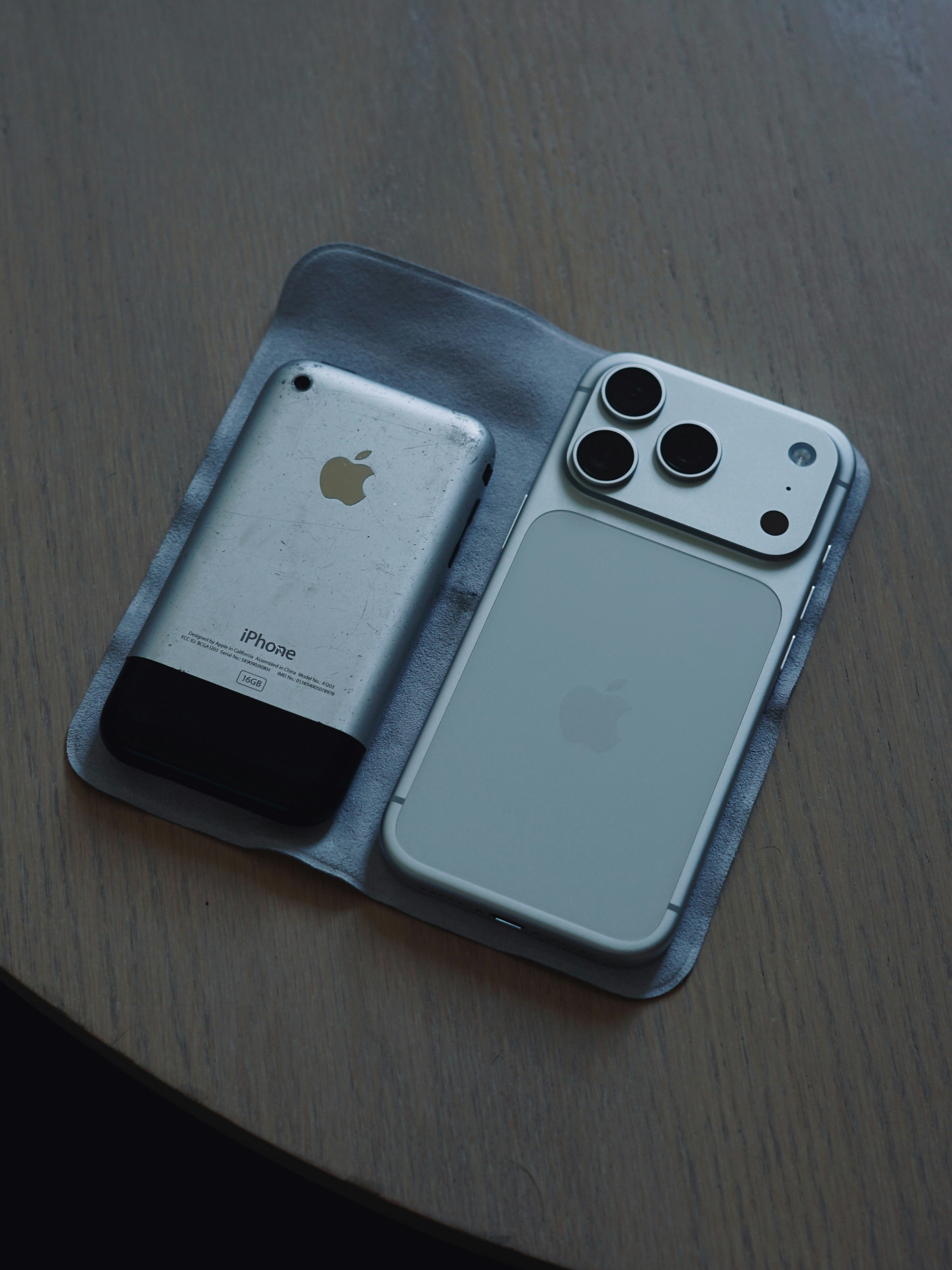 Two iphones, one old and one new, side by side