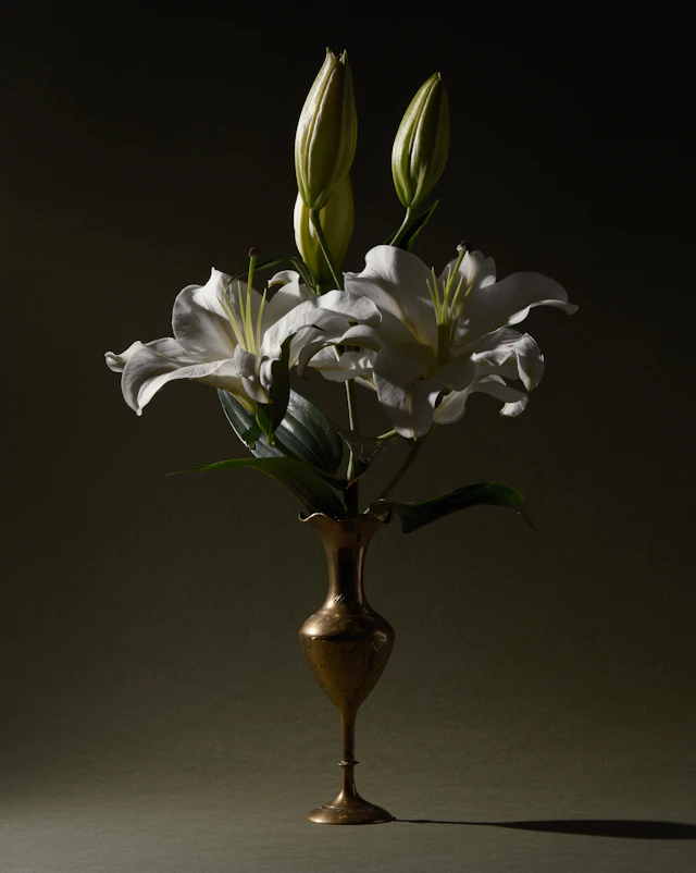 Brass Vase with Seasonal Stems
