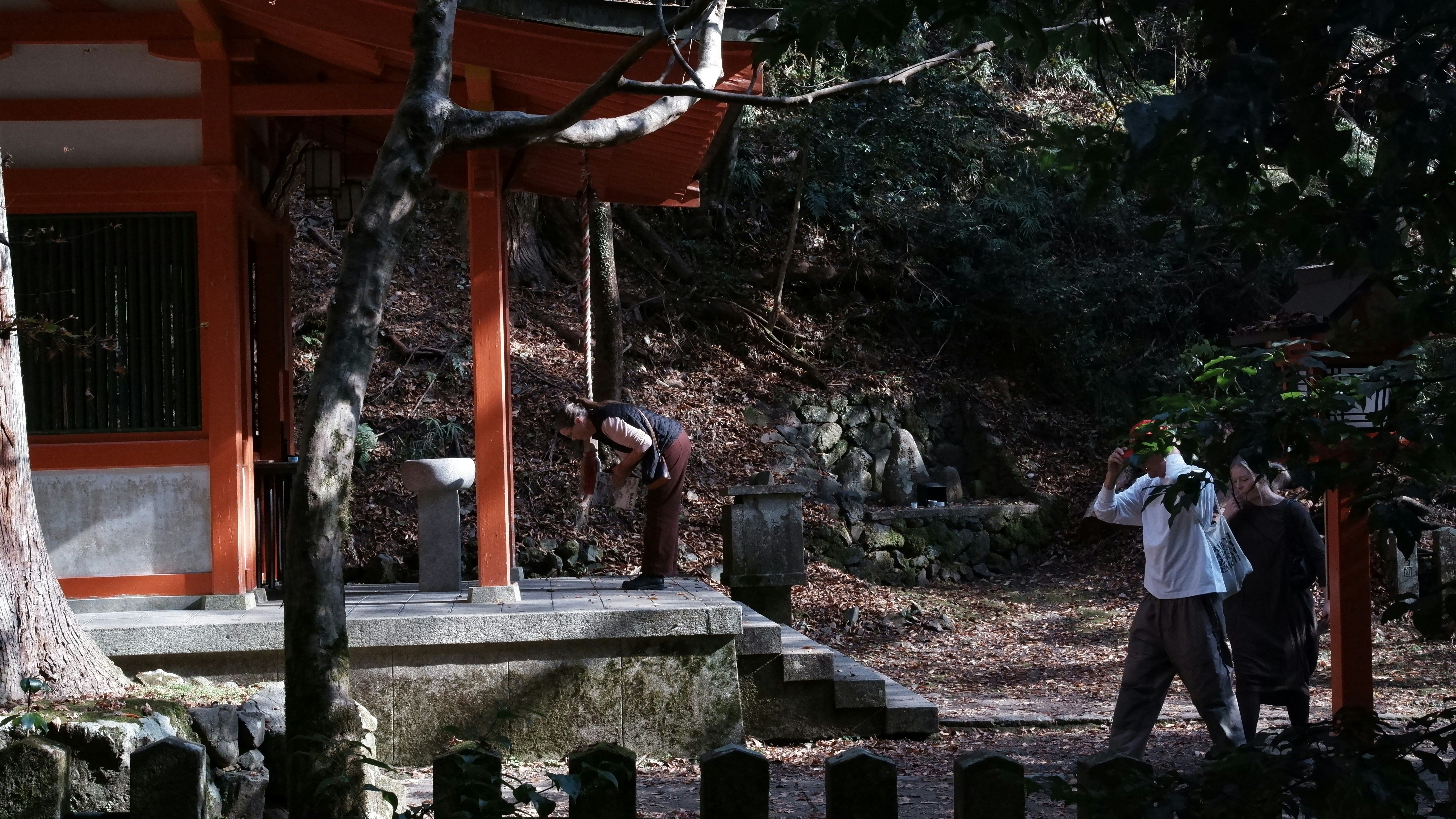 People at a japanese shrine entrance