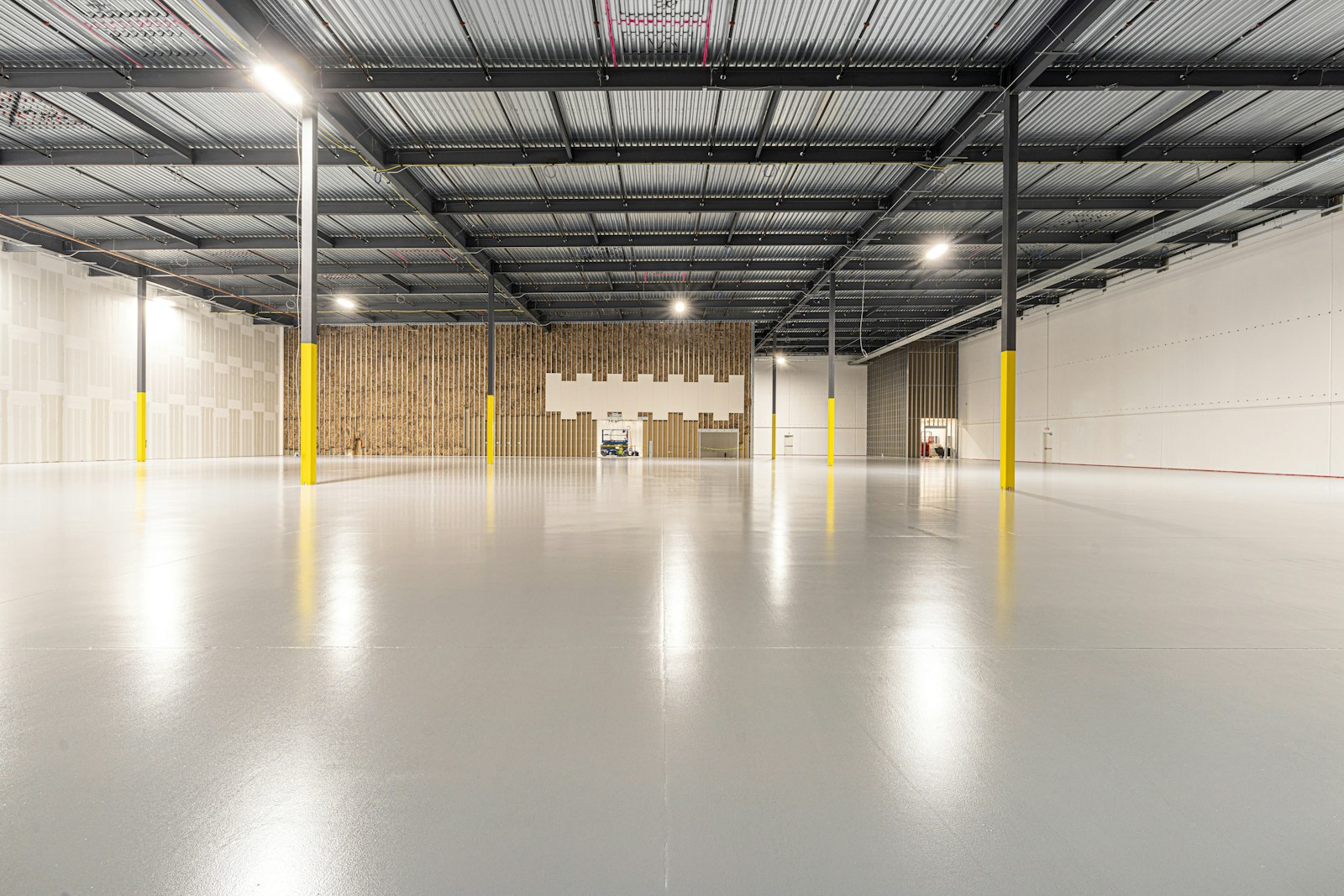 Bright polished concrete flatwork in a large open space