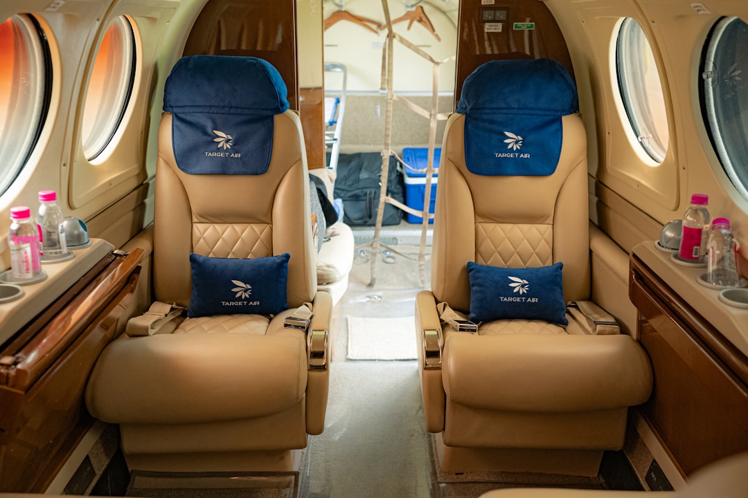 Luxurious private jet cabin with two seats