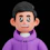 A cartoon boy with black hair wearing a purple hoodie