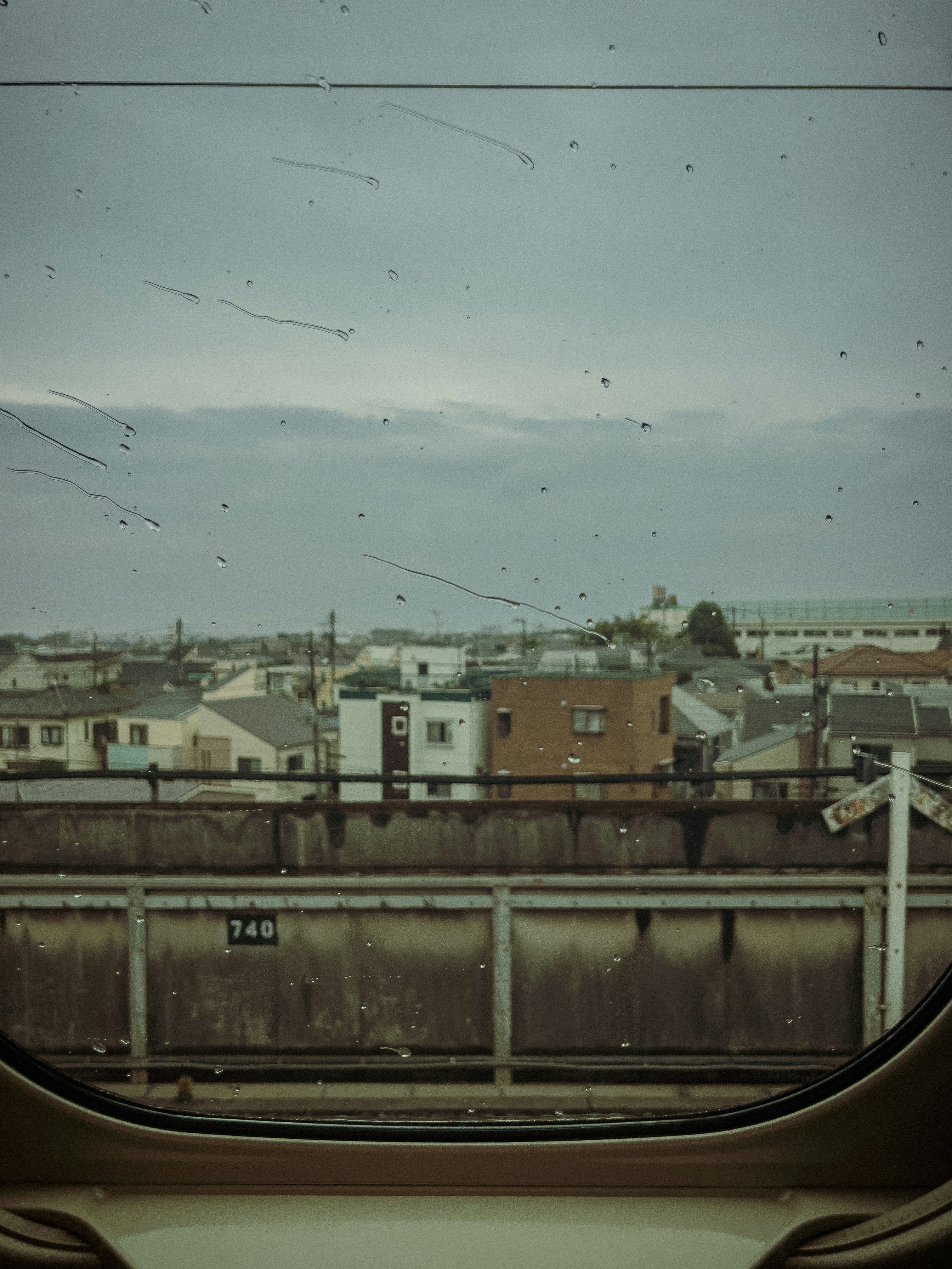 View of a city through a train window
