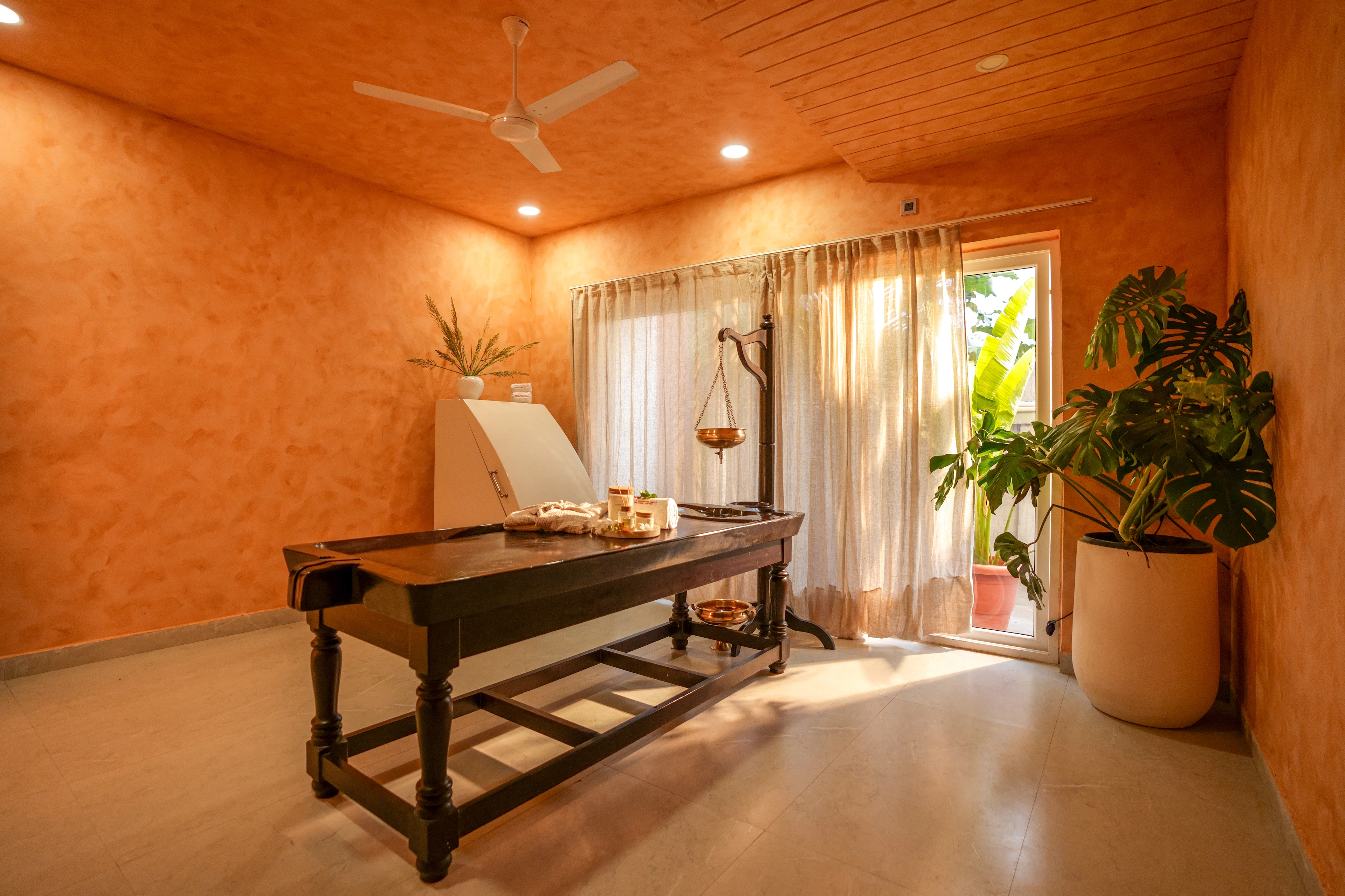 A serene Ayurveda treatment room