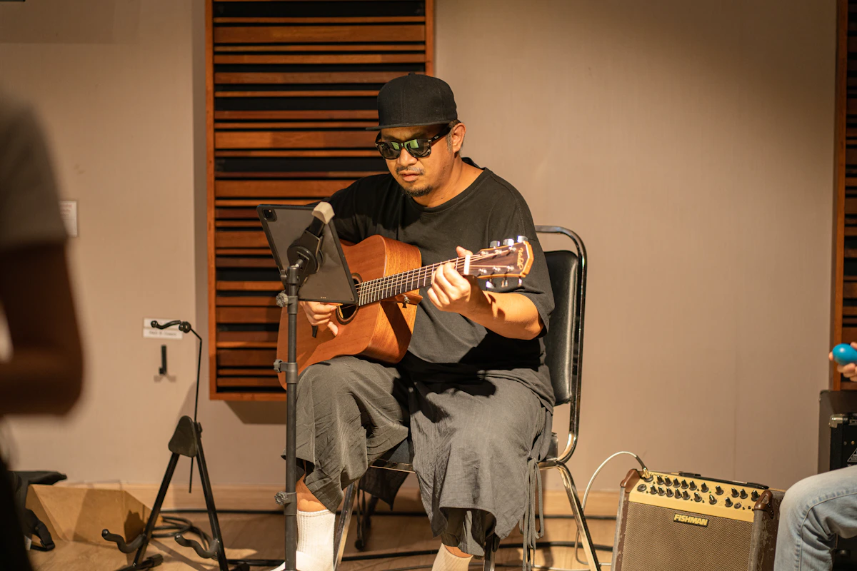 Guitarist recording in the Kilnwave studio