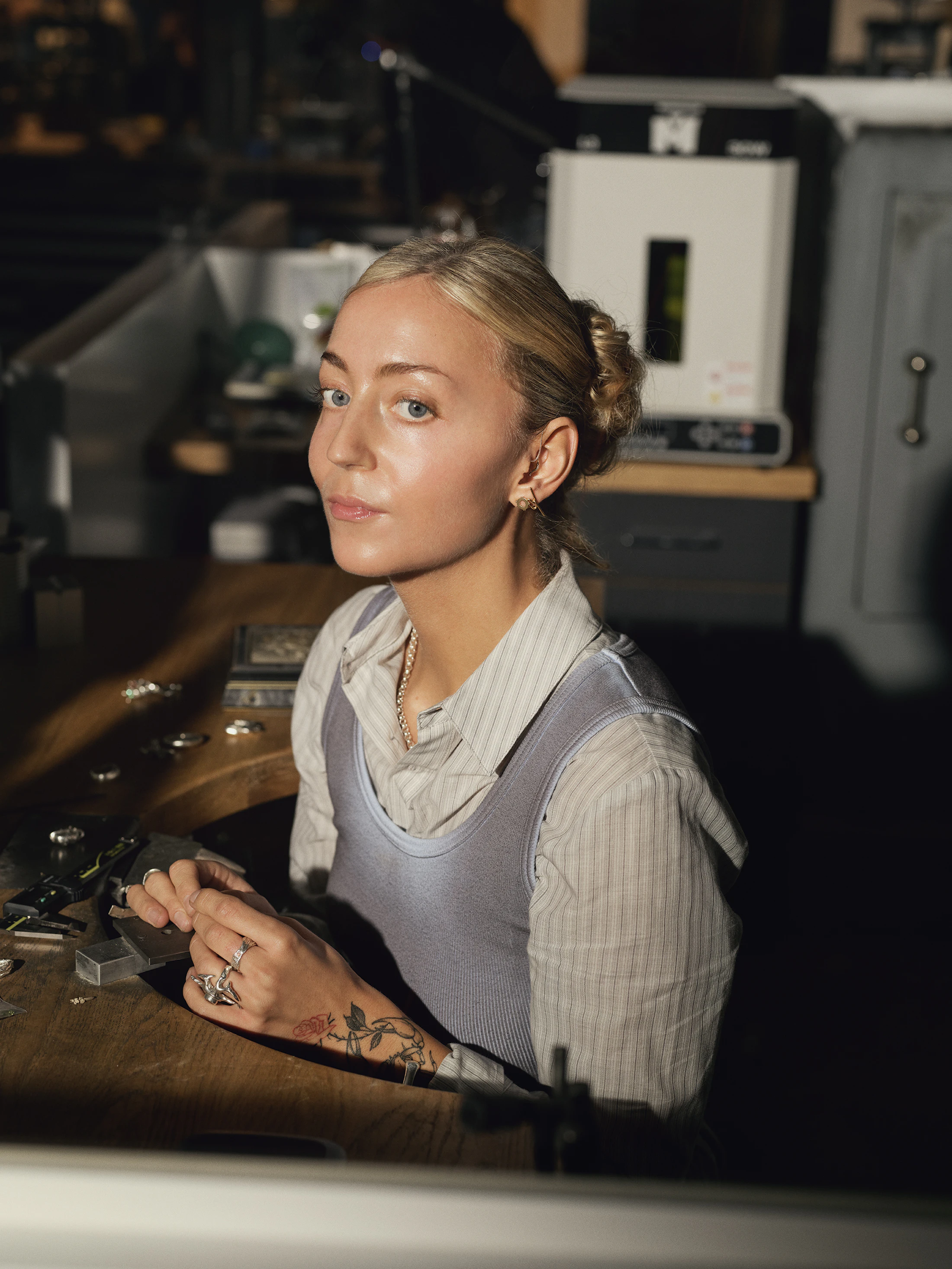 A young artisan at the jewellery bench