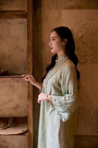 Woman in traditional vietnamese ao dai dress