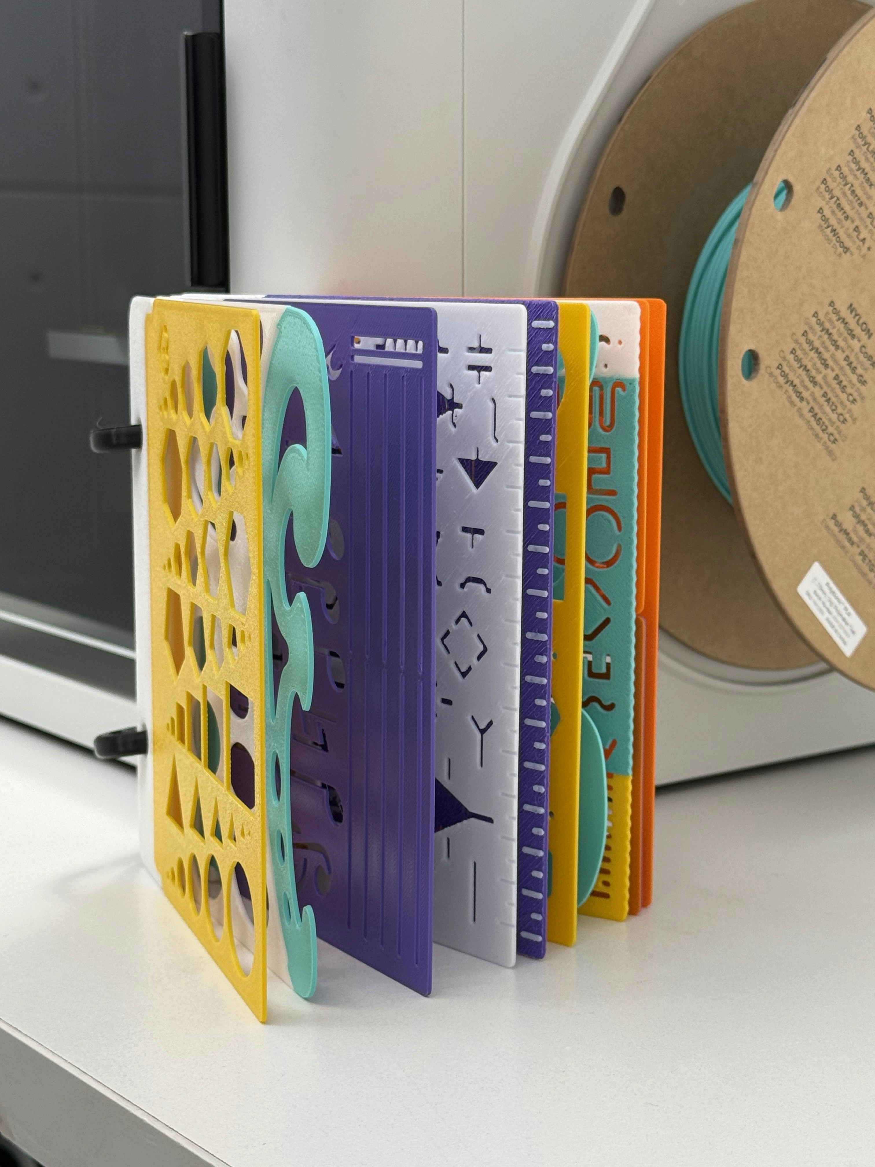 Colorful stencils for drawing shapes and designs