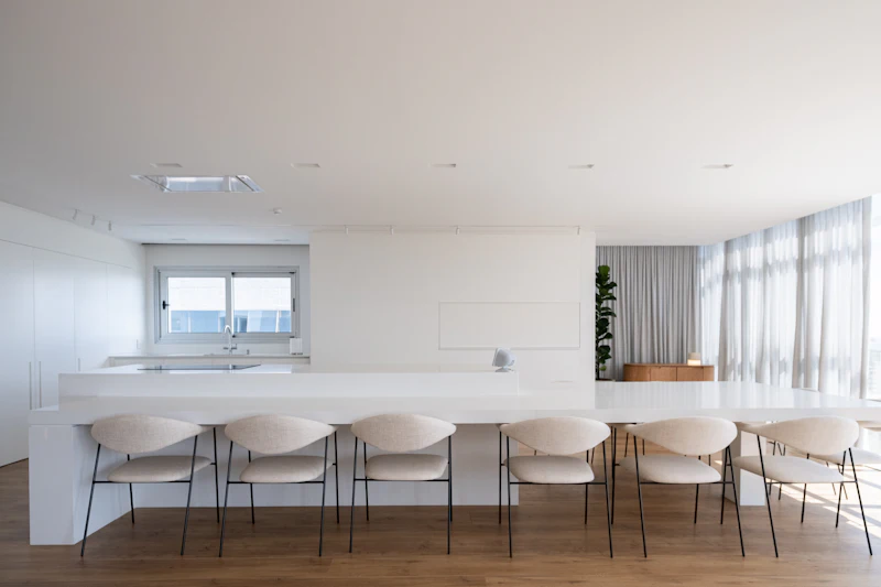 Kitchen island with stone countertop detail