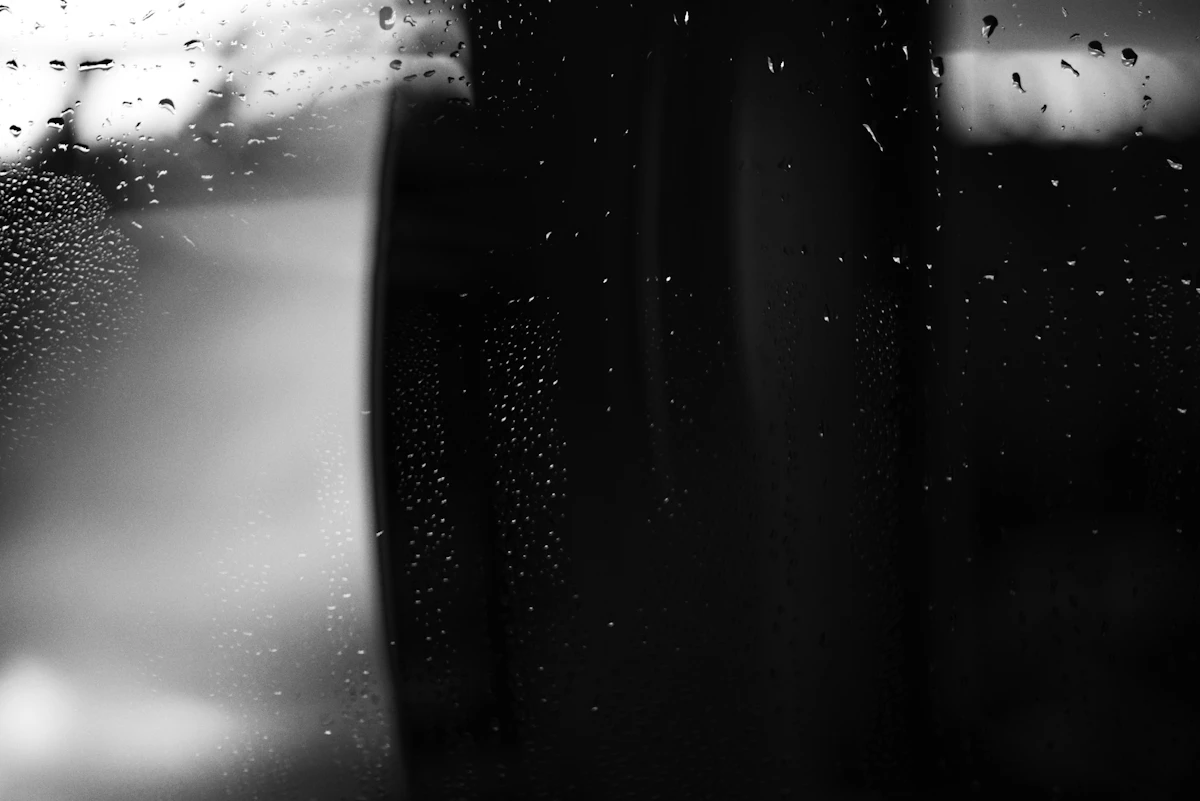 Water droplets on a window pane