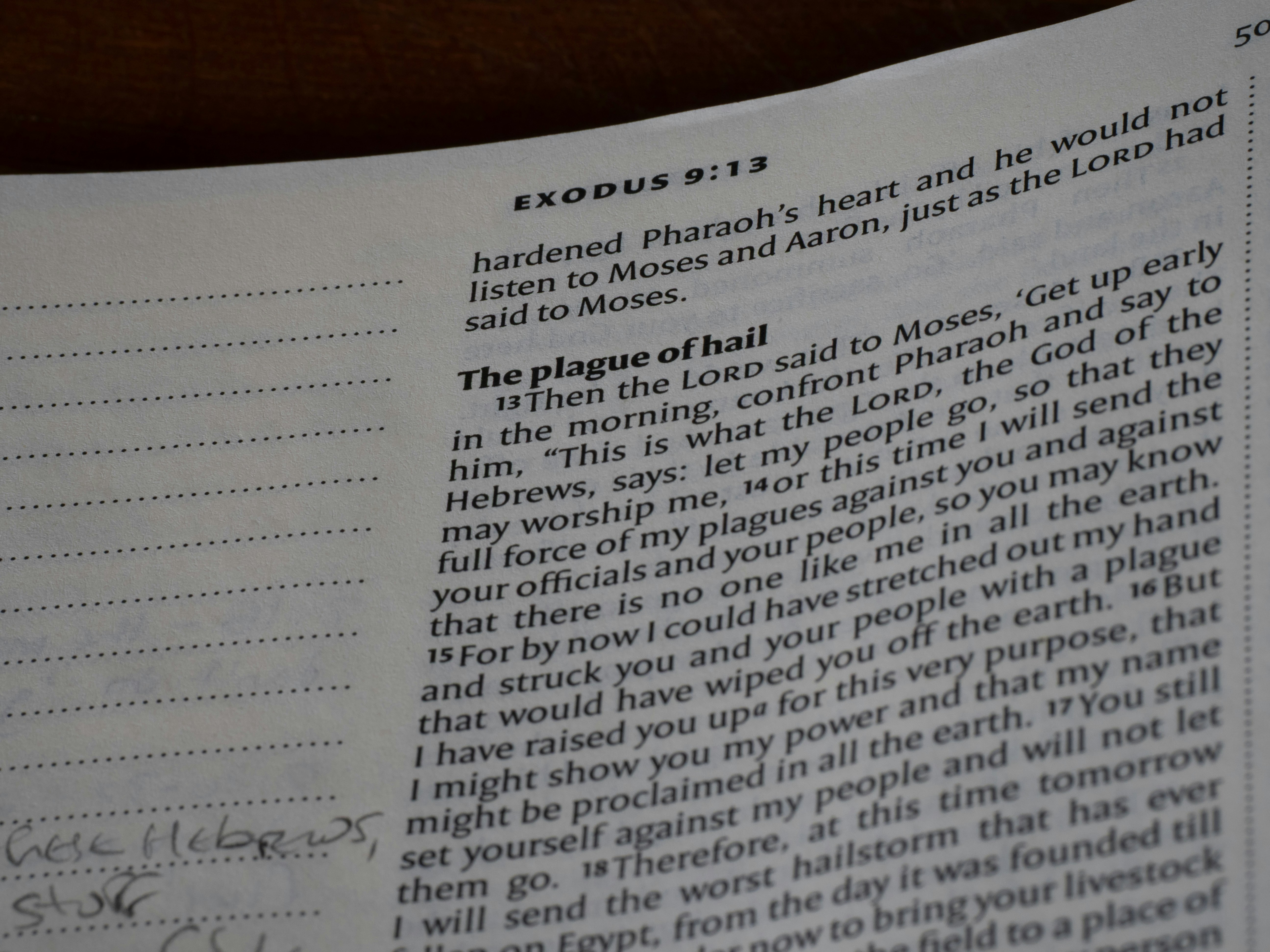 Page of text from a bible with scripture